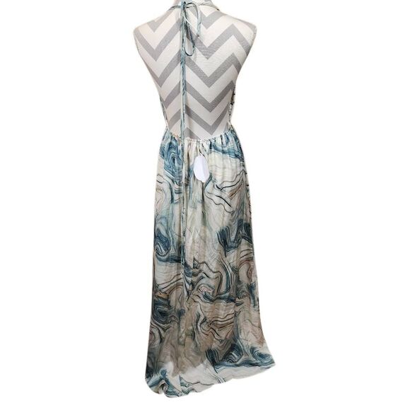 Sweet Lemon Marble Print Halter Maxi Dress Women’s Small Open Back NWT - Picture 3 of 8